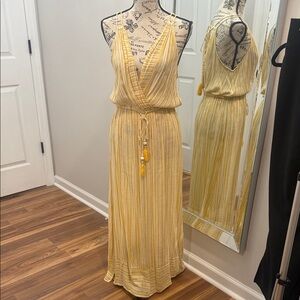 Blue Island Yellow Striped Maxi Dress